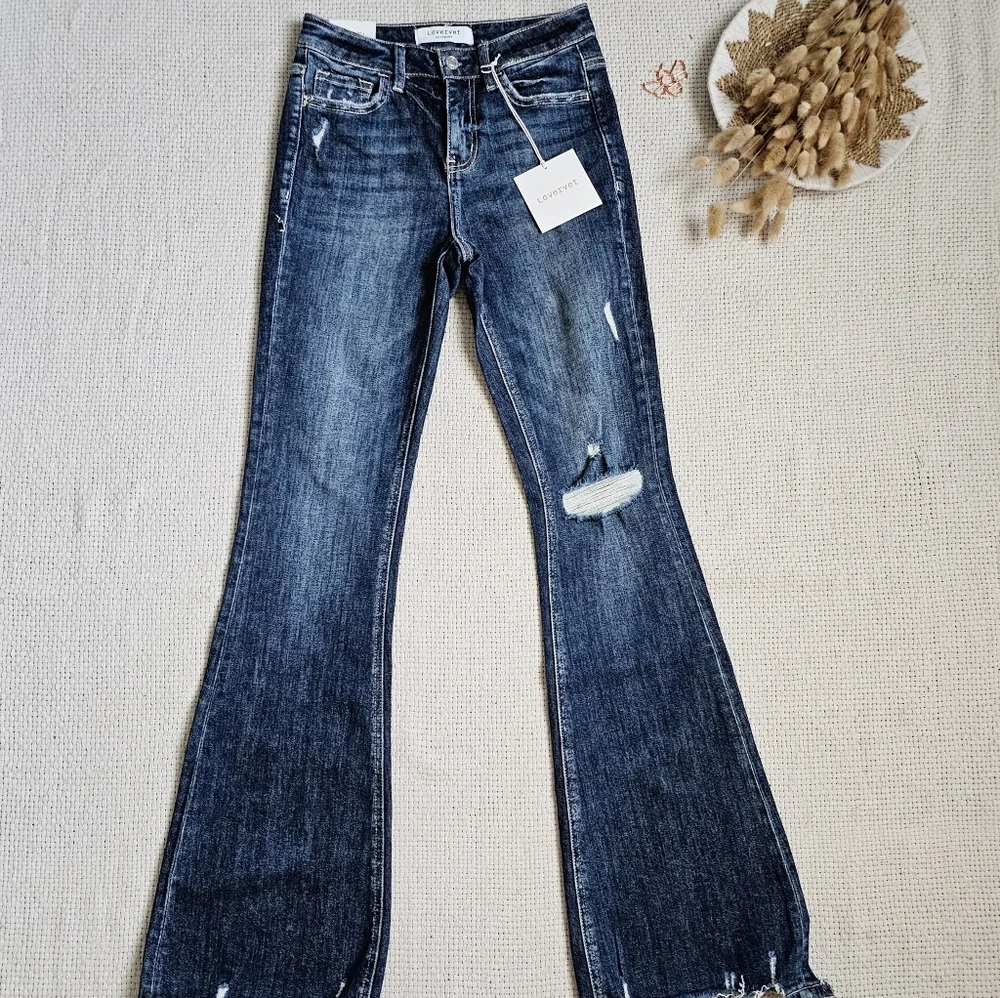 Lovervet (Vervet by Flying Monkey)  Distressed Flare Jeans Size 5(27) - Picture 3 of 15